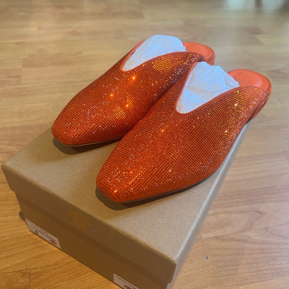 Charlotte Stone Red/Orange Glitter Flats